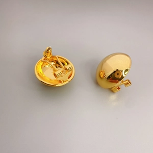 Chic gold dome earrings with mirror polished finish and secure back design for women