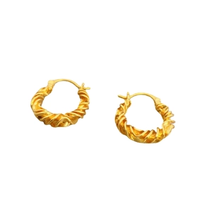 Orecchini a cerchio minimalisti in ottone placcato oro 18K con design a corda