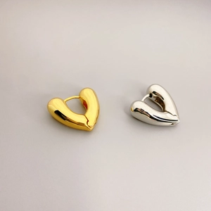 Minimalist Heart Hoop Earrings For Women With 925 Sterling Silver Earring Post Brass 18K Gold Plated Jewelry