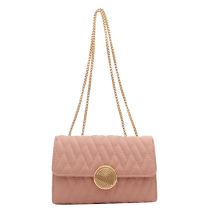 Sac à chaîne matelassé mauve élégant avec un fermoir tournant en spirale dorée unique