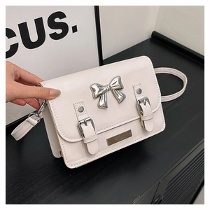 Women's PU Leather Square Crossbody Bag Sweet Bow Cambridge Satchel With Adjustable Shoulder Strap For Daily School Dating