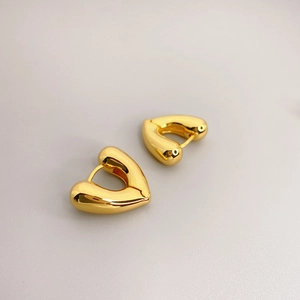 Minimalist 18K gold plated heart hoop earrings with a polished finish and smooth surface