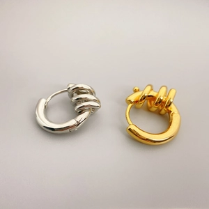 Boucles D'oreilles Créoles Géométriques Chic Design Spirale Enroulée Multicouche Laiton Plaqué Or 18K Bijoux Minimalistes Femme