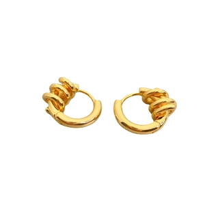 Chics boucles d'oreilles créoles torsadées en laiton plaqué or 18 carats pour femme
