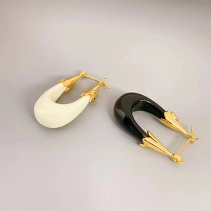 U-Vormige Oorbellen 18K Verguld Koper Hars Geometrisch Retro Franse Stijl Mode Sieraden Voor Dames Meisjes