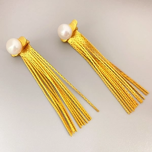 Boucles D'Oreilles Pendantes À Pompons Vintage Avec Künstliche Perle De Culture Laiton Tige En Argent 925 Bijoux Femmes