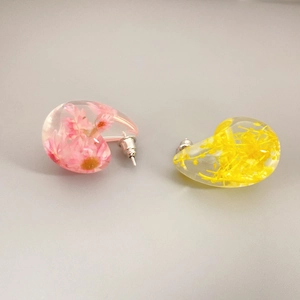 Pastoral Fashion Real Dried Flower Resin Stud Earrings With 925 Sterling Silver Earring Post For Women Temperament Jewelry