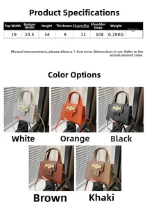 Tableau des tailles détaillé et sacs bandoulière effet croco en plusieurs couleurs