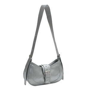 Sac sous le bras argenté Y2K avec sangles à œillets et boucle au style vintage