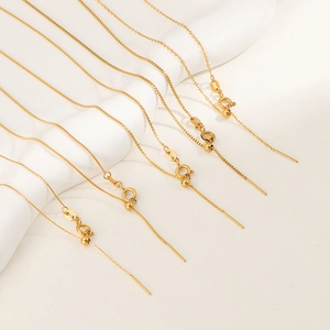 Adjustable Chain Necklace 18K Gold Plated Titanium Steel Sliding Bead Pin End DIY Jewelry For Women