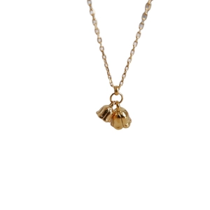 18k gold plated titanium steel lily of the valley necklace with double pendant charms