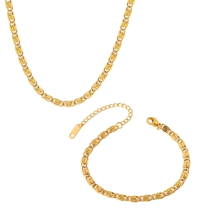 K18 gold-plated titanium steel spiral chain necklace and bracelet set for jewelry making