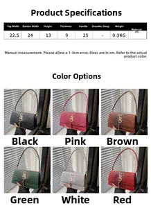 Size guide for crocodile pattern PU shoulder bag showing 24cm width and 13cm height dimensions