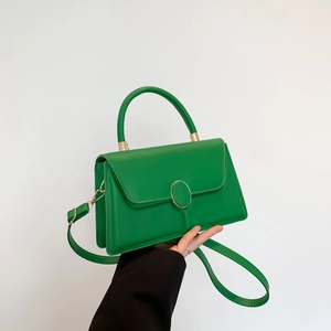 Women's Simple PU Leather Flap Shoulder Bag Solid Color Flap Crossbody Bag With Metal Buckle Versatile Urban Small Square Handbag