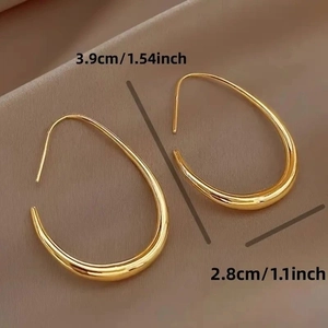 Boucles d'oreilles créoles en forme de goutte en acier titane doré de 3,9 cm