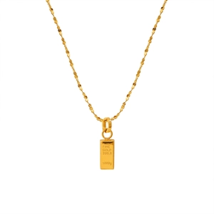 Collier chic avec pendentif lingot d'or en acier titane et chaîne à paillettes brillante