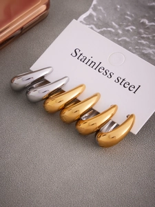 Boucles d'oreilles polies en acier inoxydable en forme de U, or et argent