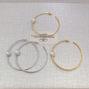 Elegant Large Hoop Earrings Copper 18K Gold Plated Artificial Pearl With 925 Sterling Silver Earring Post For Women Jewelry