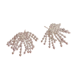 Elegant beaded firework tassel earrings in 925 silver and gold plating for women