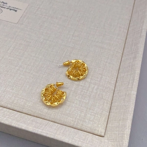 French vintage irregular gold plated earrings with a radiant coiled metal wire design