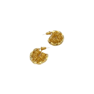 French retro gold-plated irregular double-layered shell textured hoop earrings