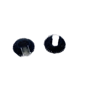 Ethnic style black fuzzy yarn woven drum earrings with silver-plated hooks for women