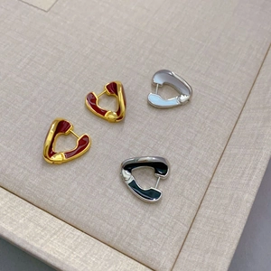 Orecchini A Cerchio A Cuore Irregolare Ottone Placcato Oro 18K Smalto Goccia Olio Design Di Nicchia Retro Francese Gioielli Donna
