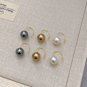 Elegant Round Simulated Artificial Pearl Ear Hook Earrings High Gloss Fashion OL Commuter Style Jewelry For Women