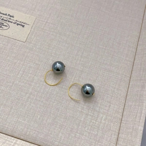 Elegant 12mm black faux pearl drop earrings with minimalist gold hooks for women
