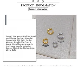 Detailed view of twisted rope earrings in 18K gold and silver plating showing two sizes