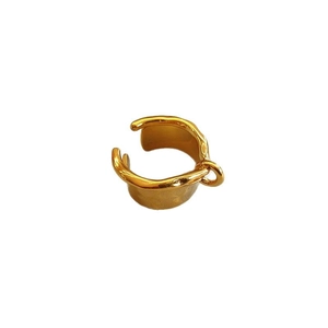 Minimalistischer unregelmäßiger vergoldeter Ring mit organischer Form und Ösen-Detail
