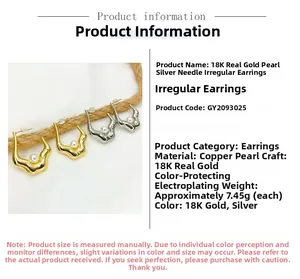 Detailed close-up of pearl studs with irregular gold plating and 18K gold finish