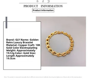 Detaillierte Spezifikationen für das 18K vergoldete Kupferarmband im Vintage-Stil