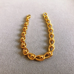 18K vergoldetes Gliederkettenarmband mit Perlen und Ovalen für Damen und Herren