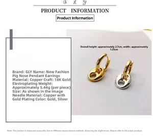 Dimensioni e peso dettagliati di questi orecchini a maglie placcati in oro 18K