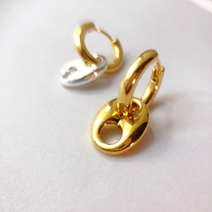 Orecchini a Cerchio in Rame Placcati Oro 18K Pendenti Geometrici Cavi Tonalità Oro Argento Mista Gioielli Moda Donna