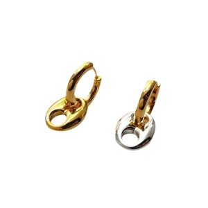 Orecchini a maglia naso di maiale placcati oro 18K in colori bicolore argento e oro