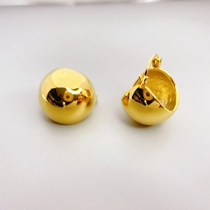 Hemispherical Hoop Earrings Copper Gold Silver Plated Polished Smooth Metal Retro Fashion Jewelry For Women