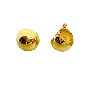 Polished 18K gold-plated hemispherical dome earrings with hollow minimalist design