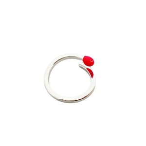 Adjustable matchstick ring in silver finish with vibrant red enamel match head detail