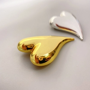 Minimalist Irregular Heart Brooch 18K Gold Plated Brass High Polish Mirror Finish Metal Breastpin For Women Fashion Accessory
