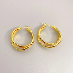 Double Twisted Hoop Earrings 18K Gold Plated Copper Spiral Geometric Minimalist Jewelry For Women Fashion