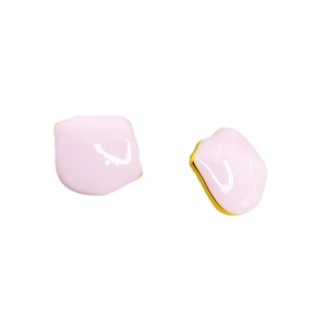 Boucles d'oreilles minimalistes irrégulières en émail rose plaquées or 18 carats S925