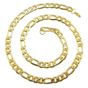 Collier Chaîne Figaro En Acier Inoxydable Plaqué Or Bijoux Hip Hop Unisexe Avec Fermoir Mousqueton