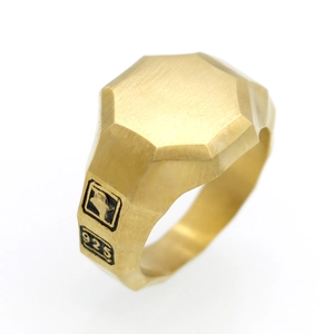 Men Ring 316L Stainless Steel Geometric Hexagon Brushed Metal Signet Punk Style Wide Band Jewelry Masculine Accessory