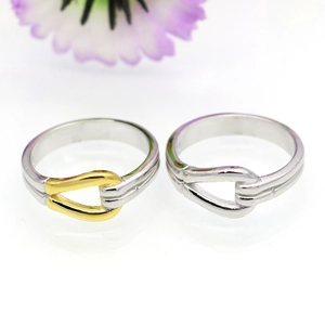 Bamboo style 925 silver knot rings in silver and gold two-tone geometric design