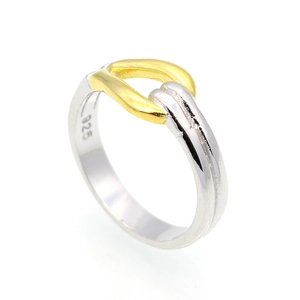 Detail view of 925 sterling silver ring showing the internal hallmark and bicolor bamboo knot
