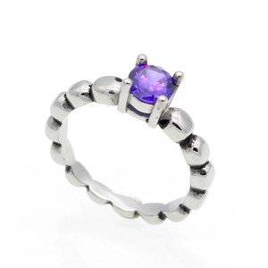 Vintage 316L Roestvrijstalen Ring Voor Vrouwen Bubbeltextuur Zirkonia Ingelegd Klauwzetting Hooggepolijste Vingerring Accessoire