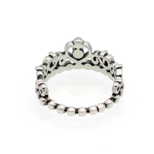 Anello a corona in acciaio inossidabile 316L con filigrana vintage e fascia a sfere