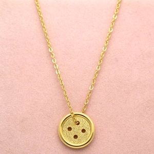 Roségouden knop hanger ketting met matte afwerking en gladde gepolijste randen